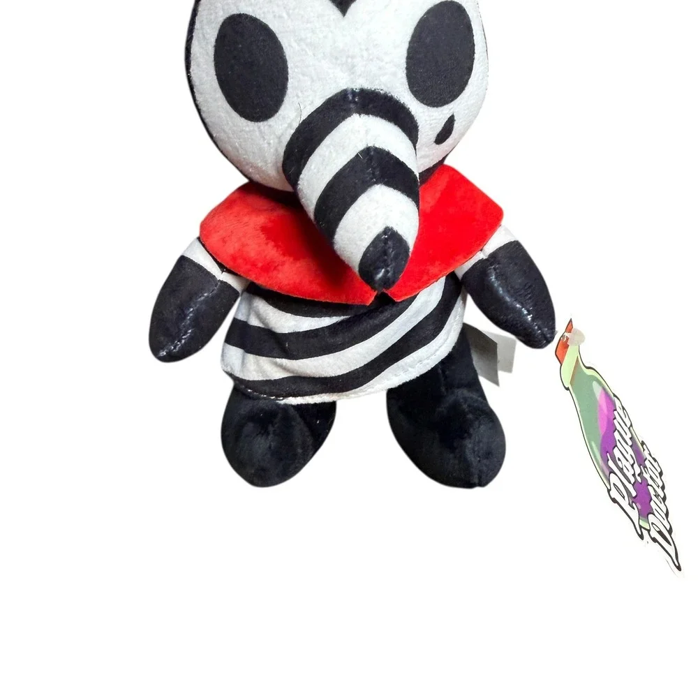 Squishable Plague Doctor Plush Black White Striped Red Collar Small NWT 00224
